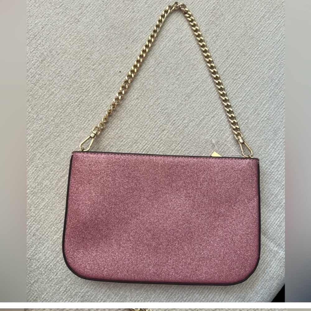 Kate Spade NWOT Glimmer Glitter Pochette in mitten pink and gold hardware - Picture 6 of 9